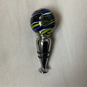 Murano Blown Glass Wine Bottle Stopper w Gift Box  VTG Italy NIB